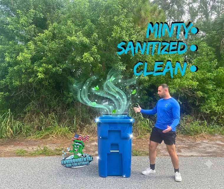 Spotless sanitized trash bin after an EBS Brevard cleaning